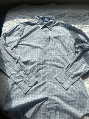 Izod Light Blue Plaid Button-Down Dress Shirt